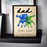 Personalisiertes Holzschild „Best Dad Ever“ mit Handabdrücken und individueller Botschaft – handgefertigtes Vatertagsgeschenk